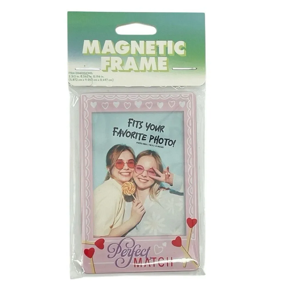 Perfect Match Magnetic Photo Frame Pink Heart Fridge Magnet 1.75x2.5 Photo